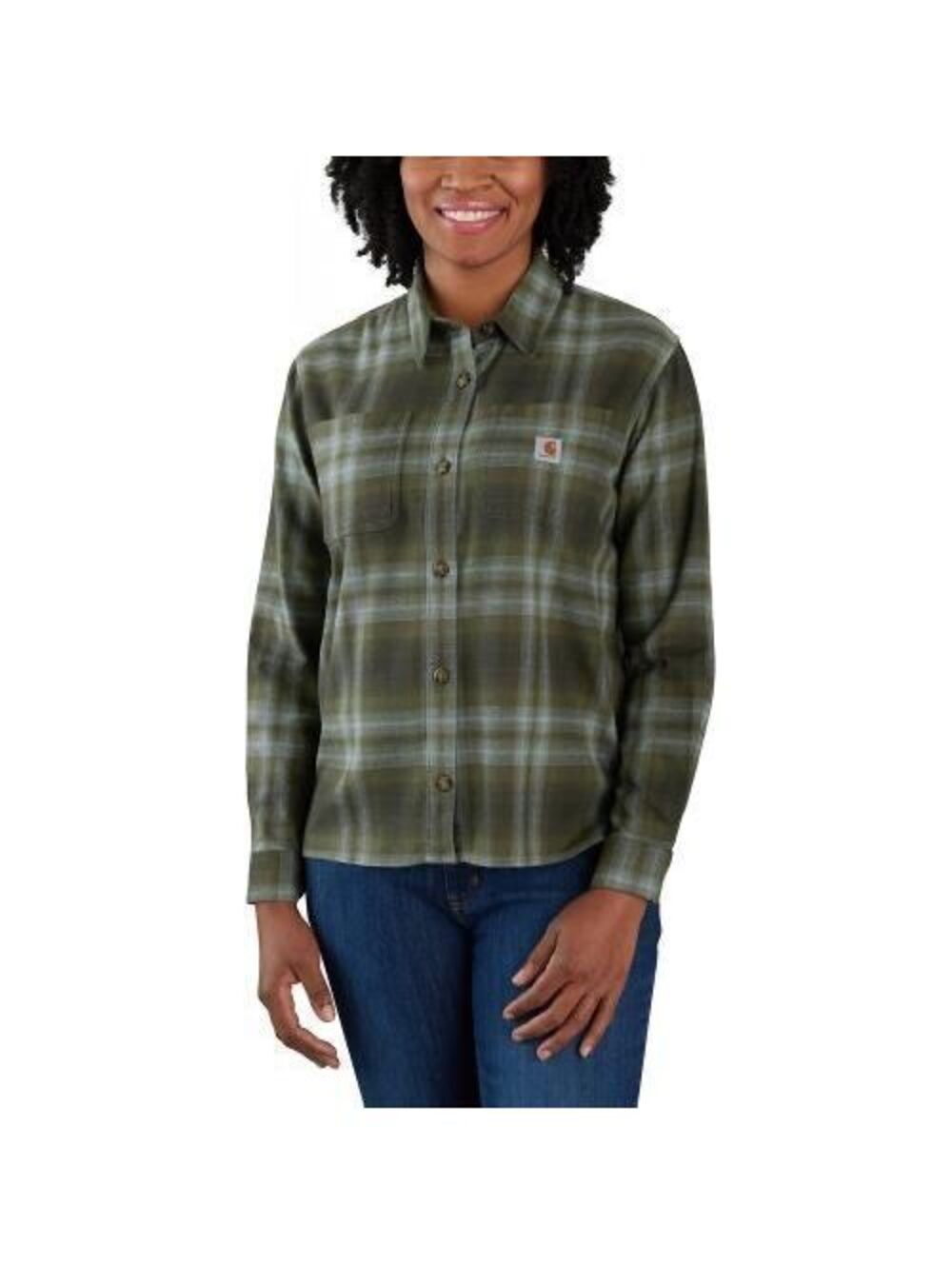 Carhartt Rugged Flex Loose Fit Midweight Flannel Long-Sleeve Plaid Shirt Size S